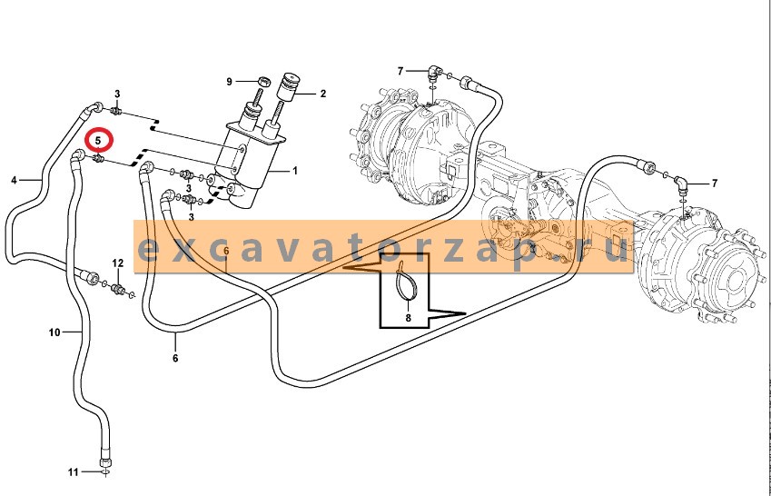 Адаптер VOE11883021 (гл. тормозного цилиндра) экскаватора погрузчика Volvo BL61, BL71