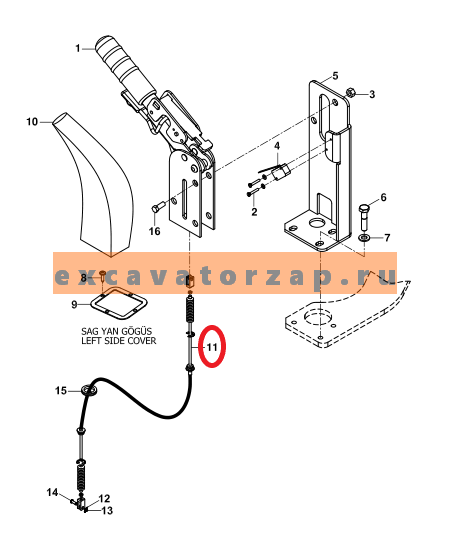 Трос F30/13020, F3013020 ручного тормоза экскаватора погрузчика Hidromek 102S