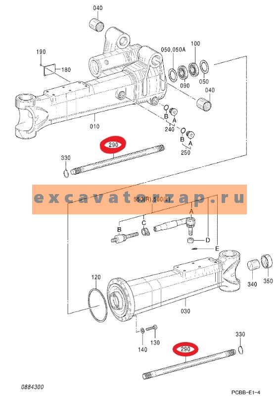 Полуось ZGAQ-08273 заднего моста экскаватора Hyundai R130W, R170W