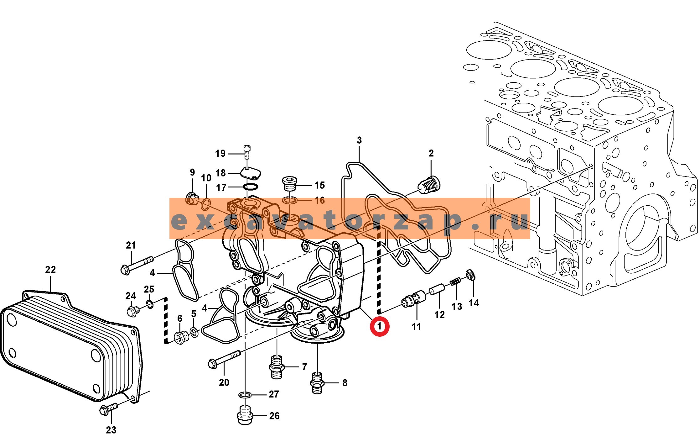 Корпус теплообменника VOE21240959 двигателя экскаватора погрузчика Volvo BL60, BL61, BL61PLUS, BL70, BL71, BL71PLUS,