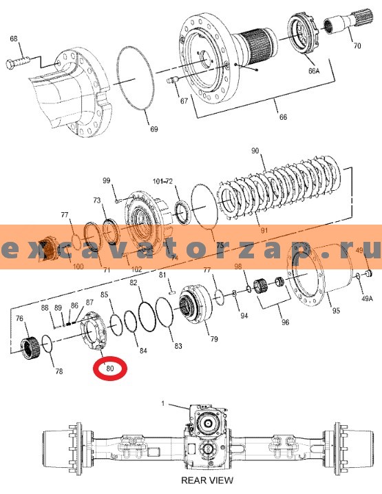 Поршень ZGAQ-02921 моста экскаватора Hyundai HW140, R140W9, R140W9A, R140W9S