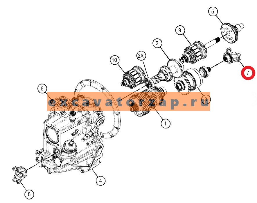 Фланец (хвостовик) 3837979 383-7979 КПП передний экскаватора погрузчика CAT428F2