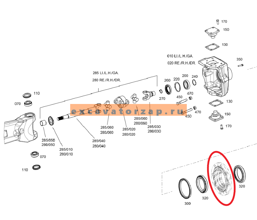 Ступица 4475.304.223, 4475304223, 4475-304-223моста экскаватора погрузчика HYUNDAI H940S