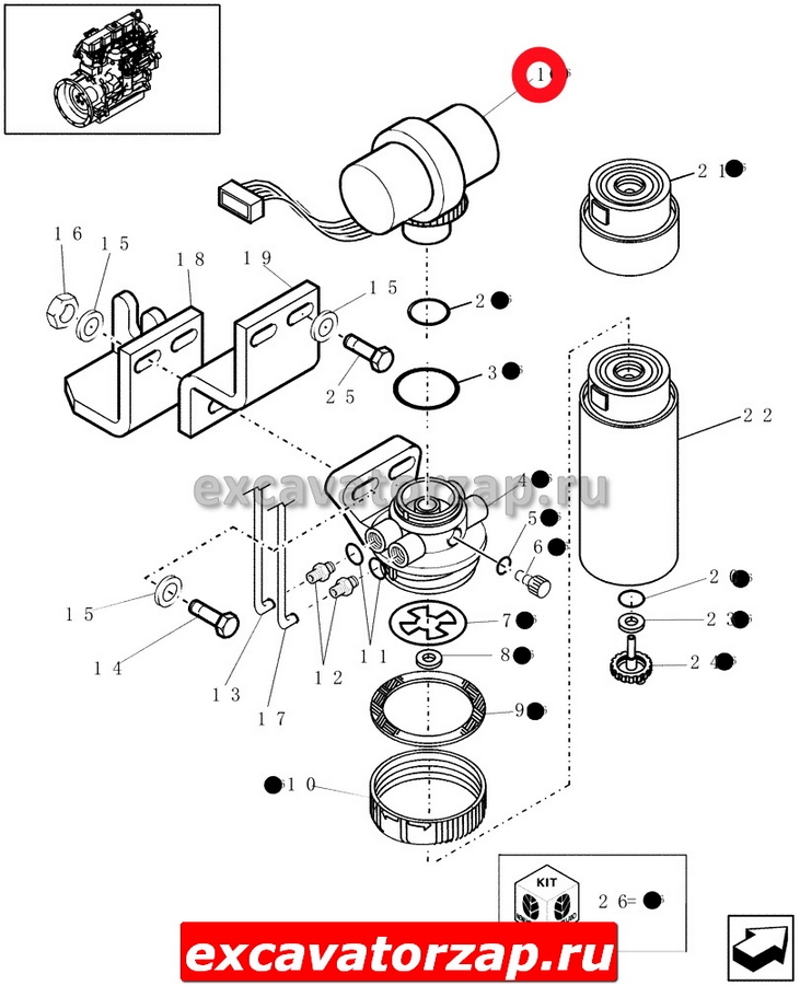 Насос подкачки топлива 87802202 экскаватора погрузчика New Holland B90, B100, B110, B115