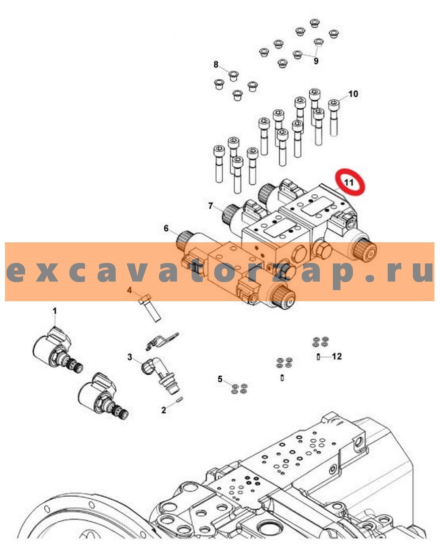 Блок клапанов F03/40085, F0340085 экскаватора погрузчика Hidromek 102S