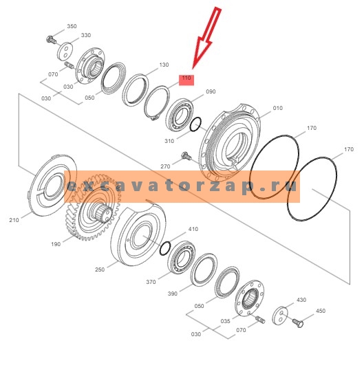 Кольцо стопорное 0630.502.047, 0630502047, 0630-502-047 КПП экскаватора HYUNDAI R140W, R170W, R180W, R200W