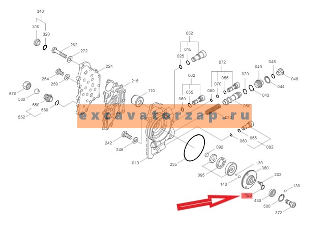 Кольцо стопорное 096-2323, 0962323 насоса КПП экскаватора CAT M313, M315, M316, M318