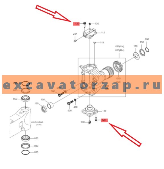 Болт шкворня ZGAQ-02905 экскаватора Hyundai HW140, R140W9, R140W9A, R140W9S