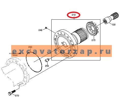 Ступица ZGAQ-02948 заднего моста экскаватора HW140, R140W9, R140W9A, R140W9S