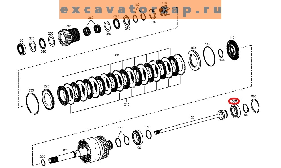 Подшипник 0750.116.233, 0750116233, 0750-116-233 муфты КПП экскаватора погрузчика HYUNDAI H940S